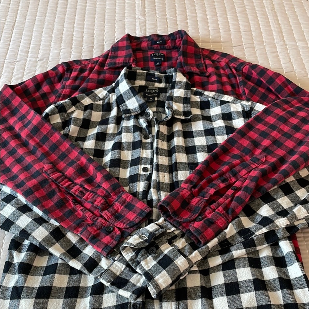 J. Crew Factory Red and Black Plaid Shirts